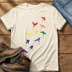 Rainbow birds — Ivory Comfort Colors tee