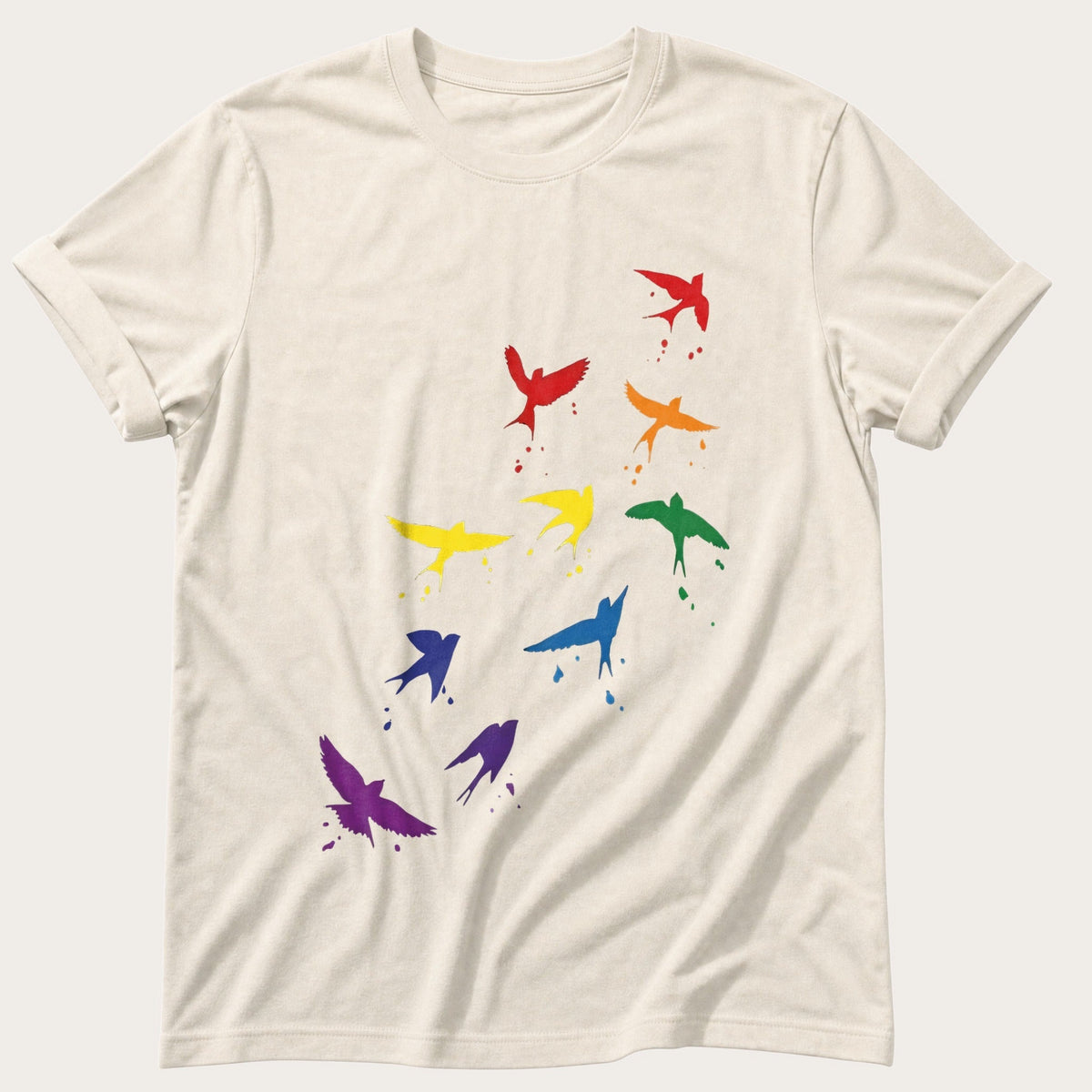 Rainbow birds — Ivory Comfort Colors tee