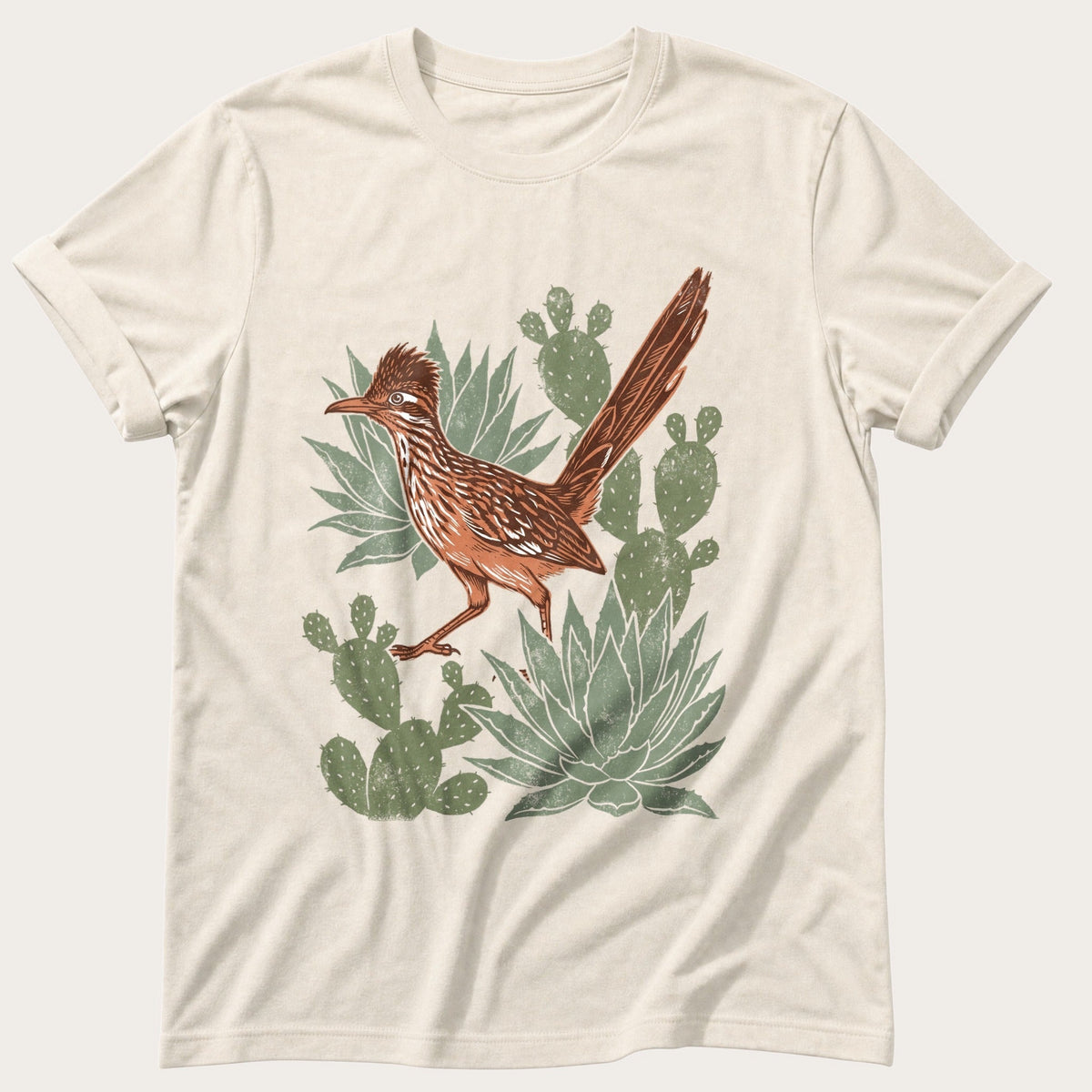 Roadrunner & Cactus — Ivory Comfort Colors tee