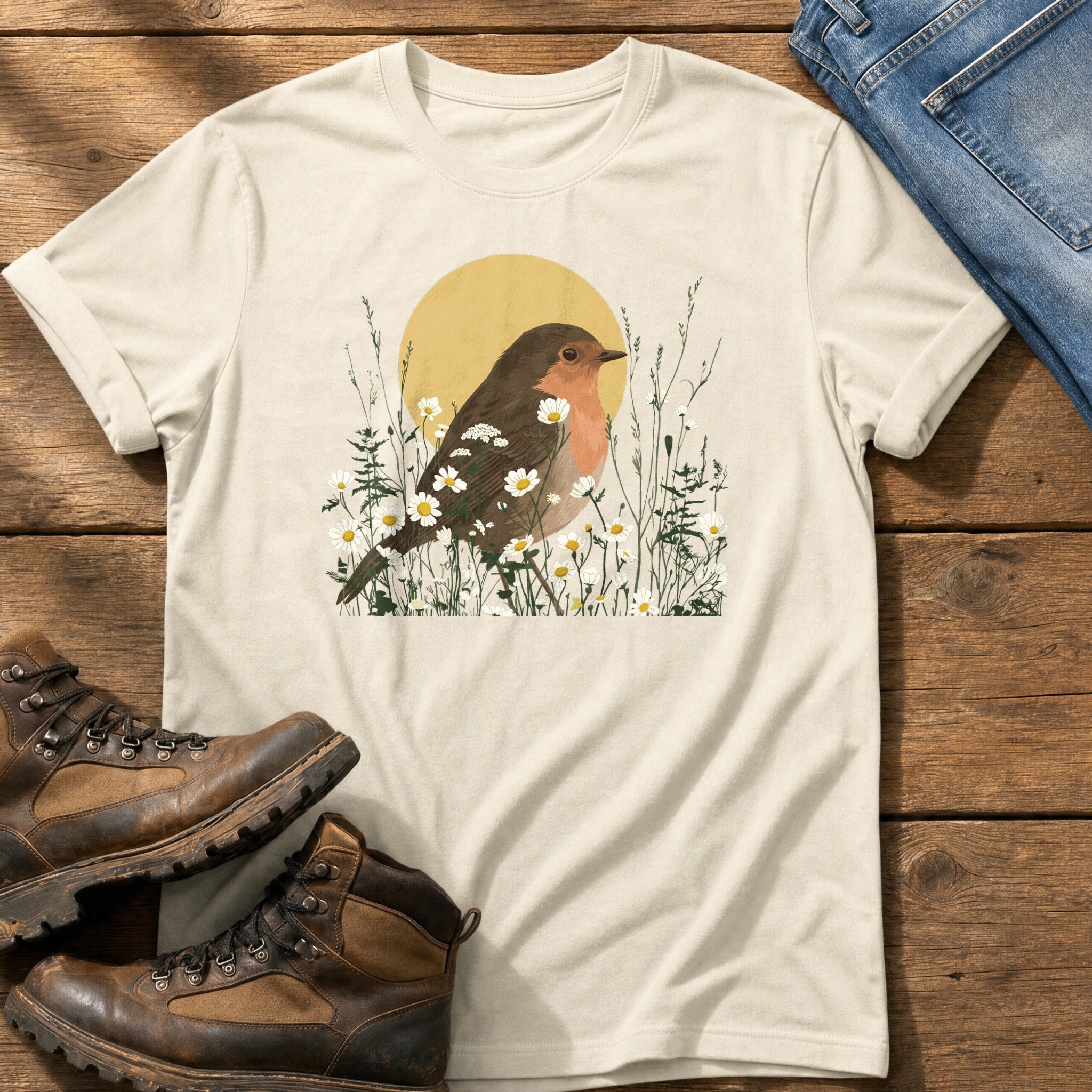 Robin Flower Bed — Ivory Comfort Colors tee