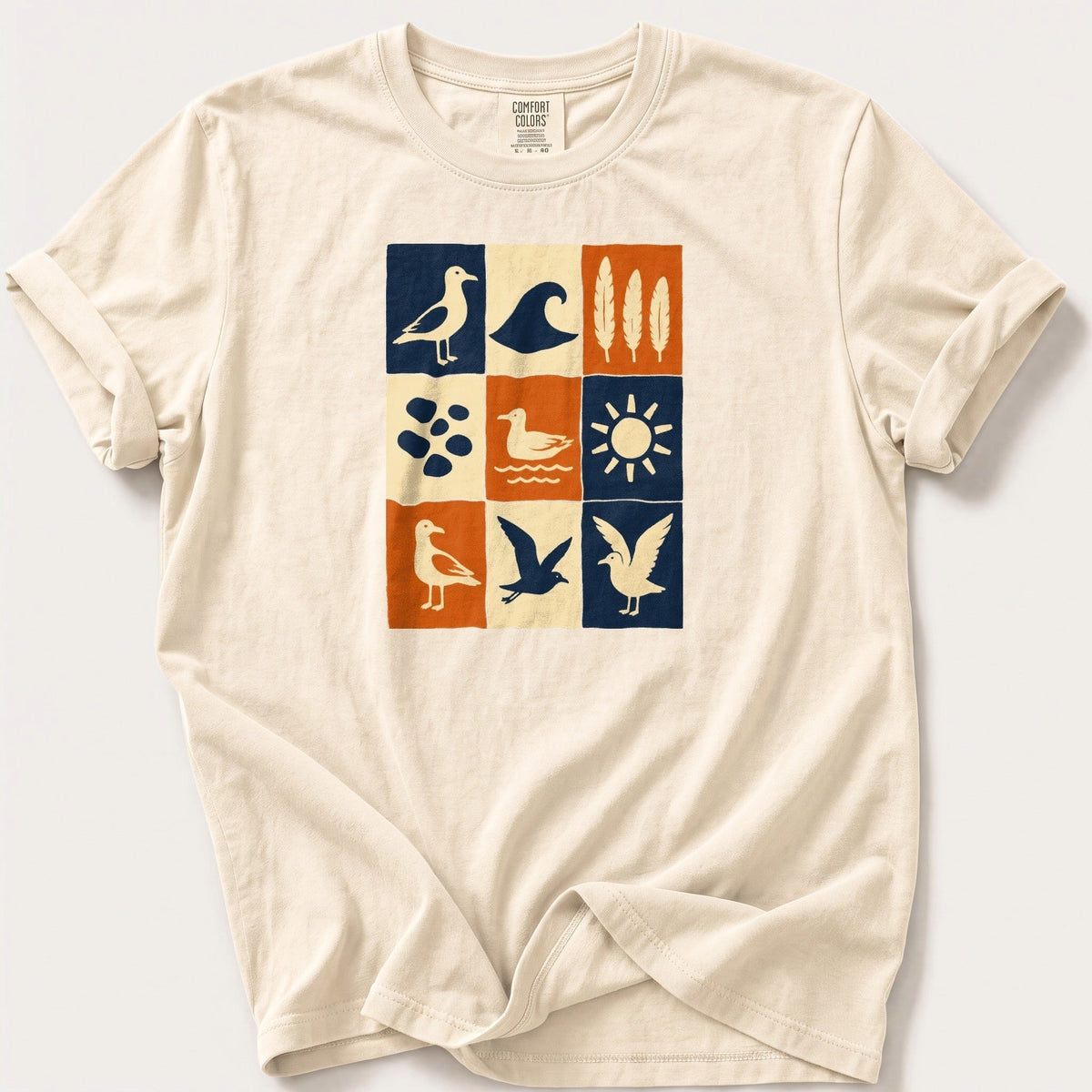Seaside Block Print — Ivory Comfort Colors tee