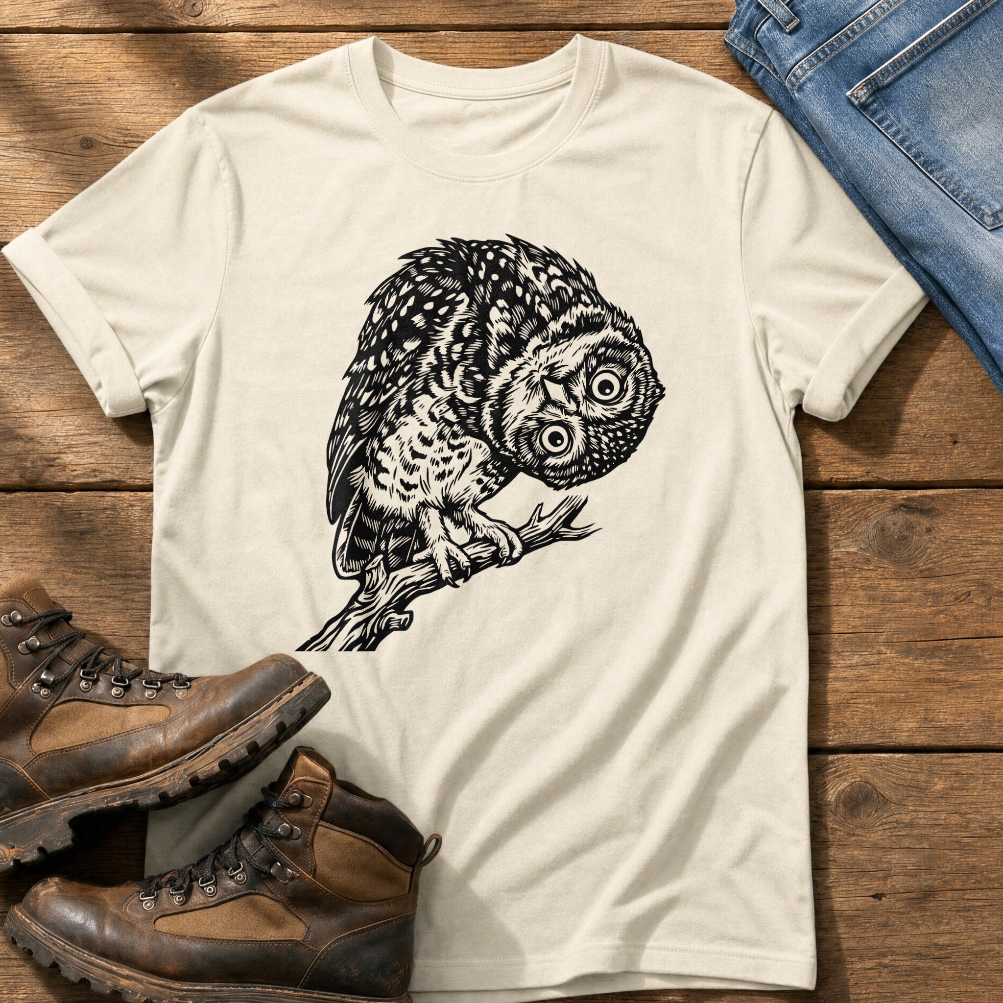 Tilted Head Owl 11 — Ivory Comfort Colors tee