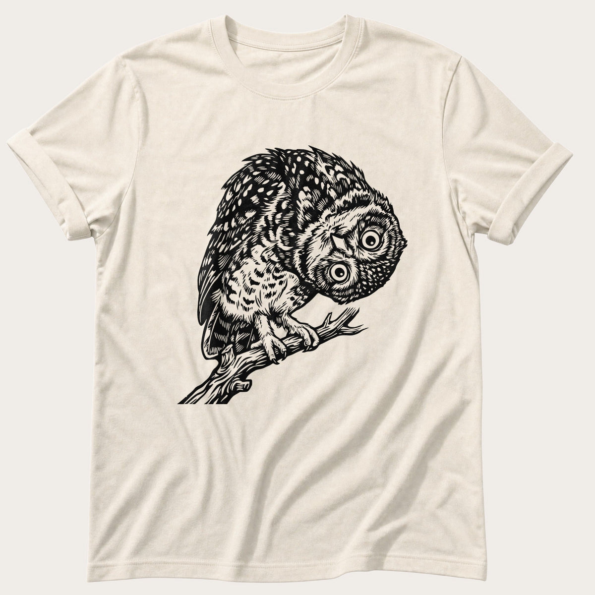 Tilted Head Owl 11 — Ivory Comfort Colors tee