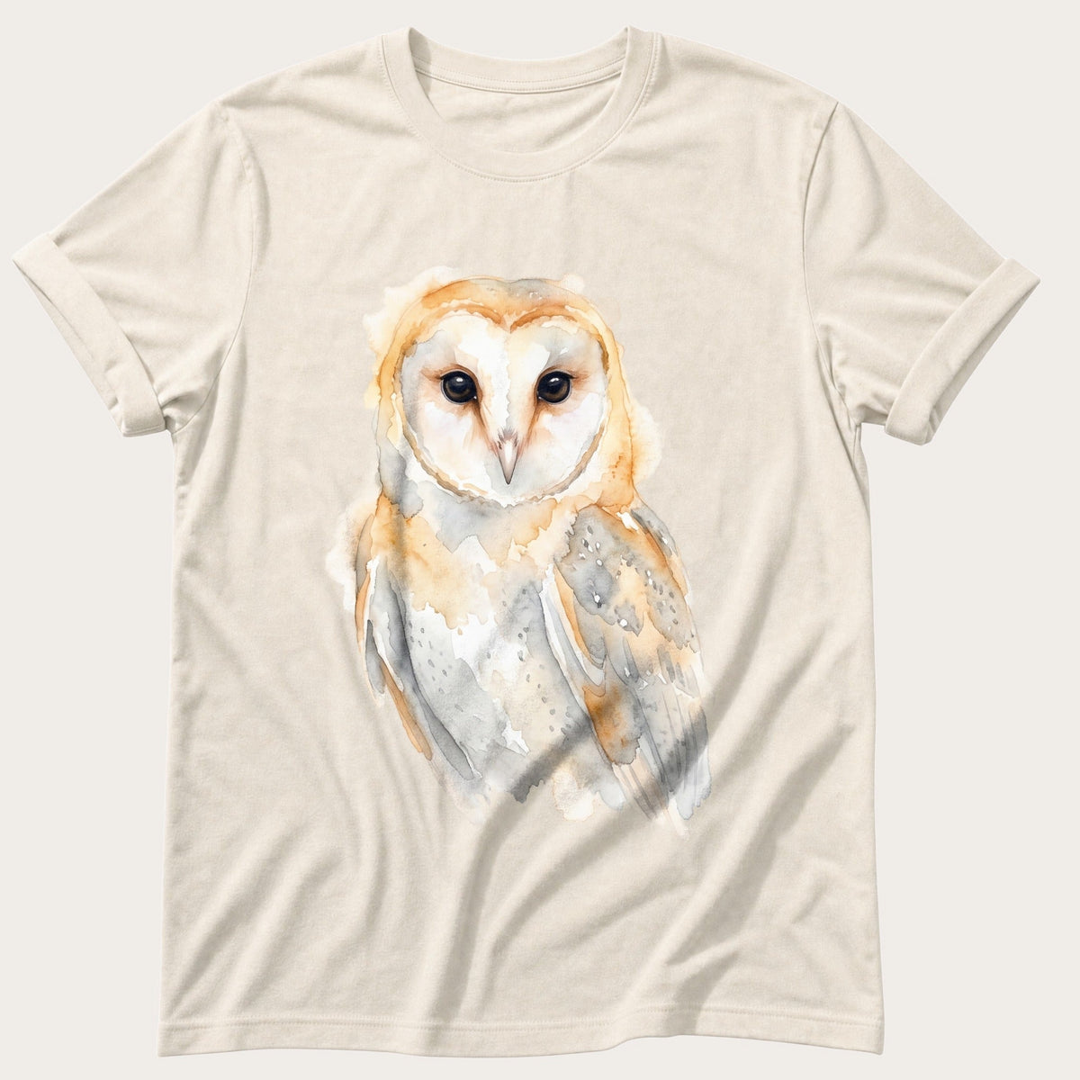 Watercolour Barn Owl — Ivory Comfort Colors tee