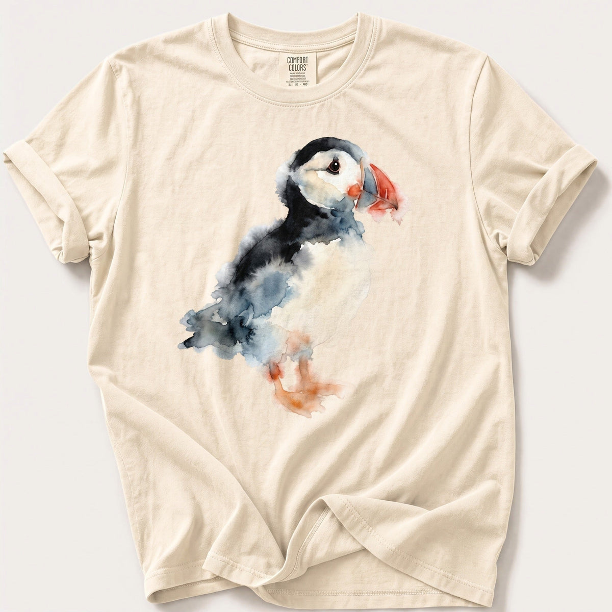 Watercolour Puffin — Ivory Comfort Colors tee