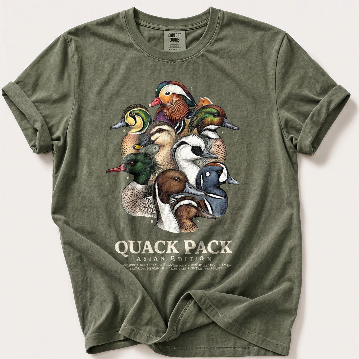 Asian Quack Pack — Moss Comfort Colors tee