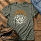 Beanie Owl 6 — Moss Comfort Colors tee