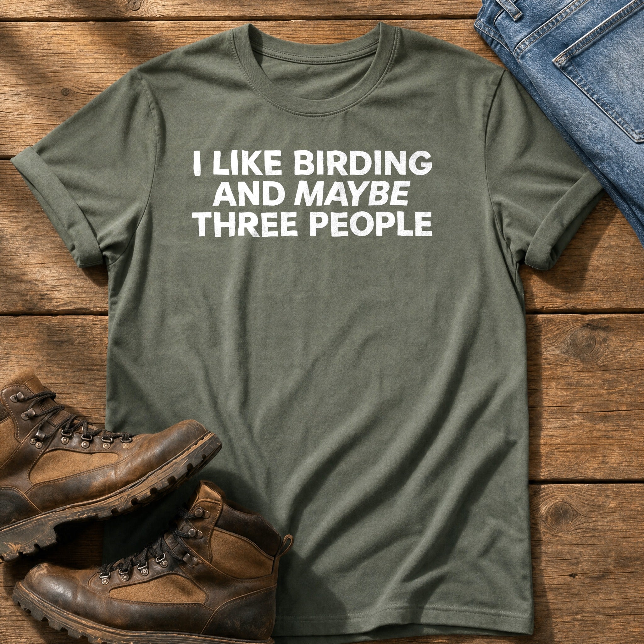 Birding And Maybe 3 People — Moss Comfort Colors tee