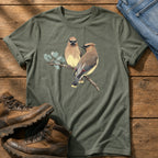 Cedar Waxwing On A Branch — Moss Comfort Colors tee