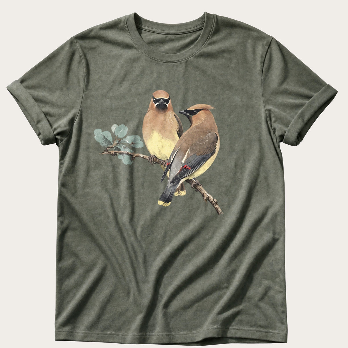 Cedar Waxwing — Moss Comfort Colors tee