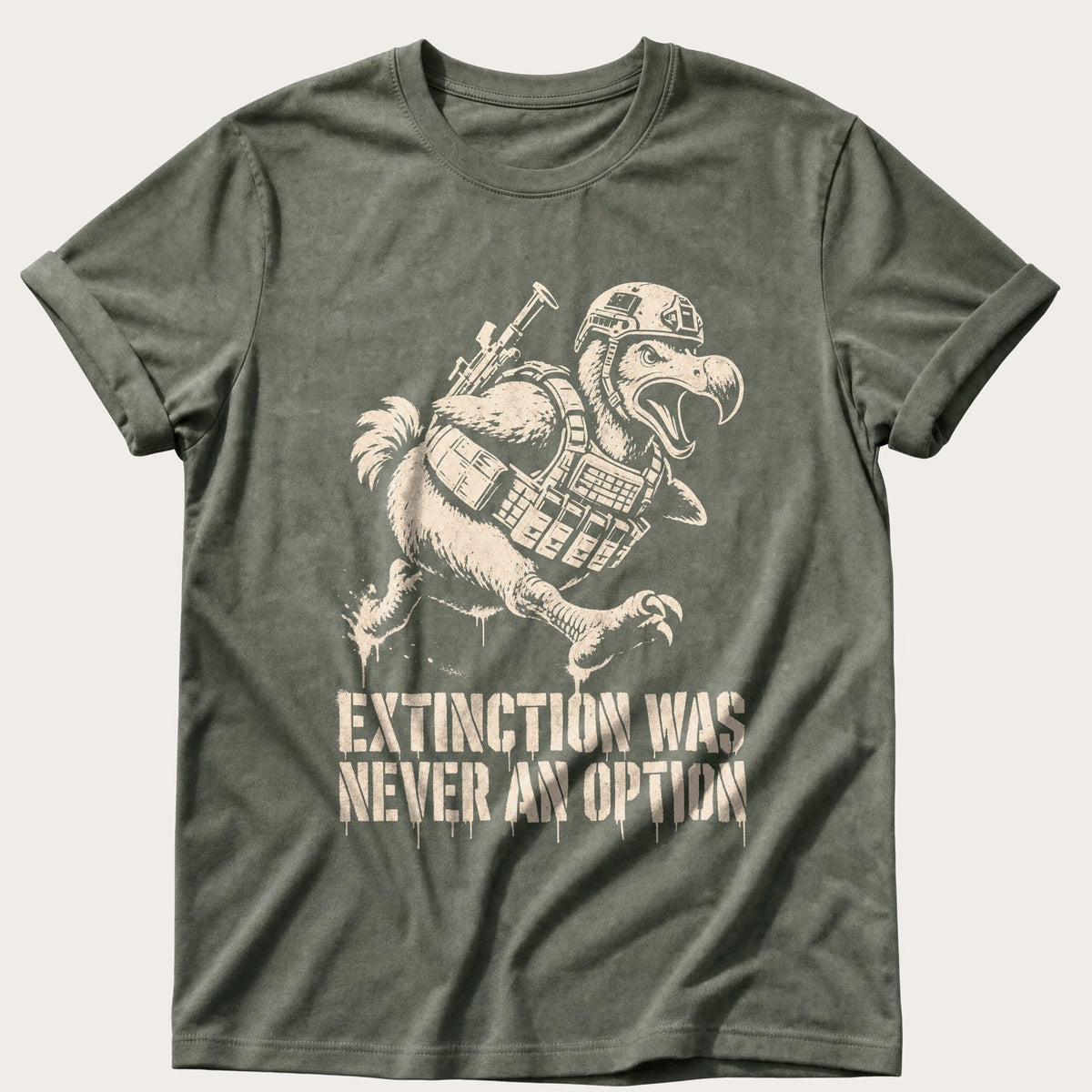 Dodo Never Surrendered — Moss Comfort Colors tee