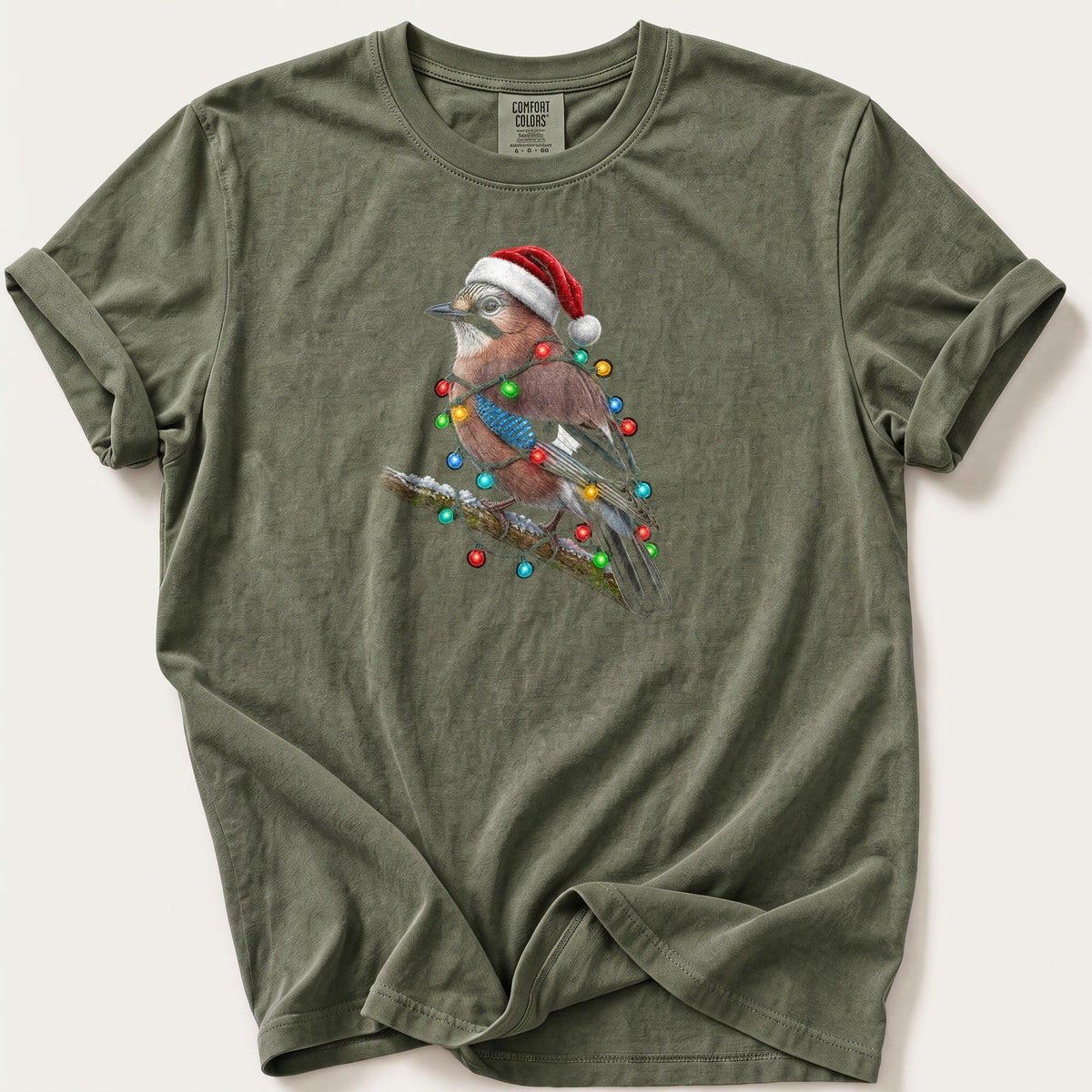 Fairy Light Jay — Moss Comfort Colors tee
