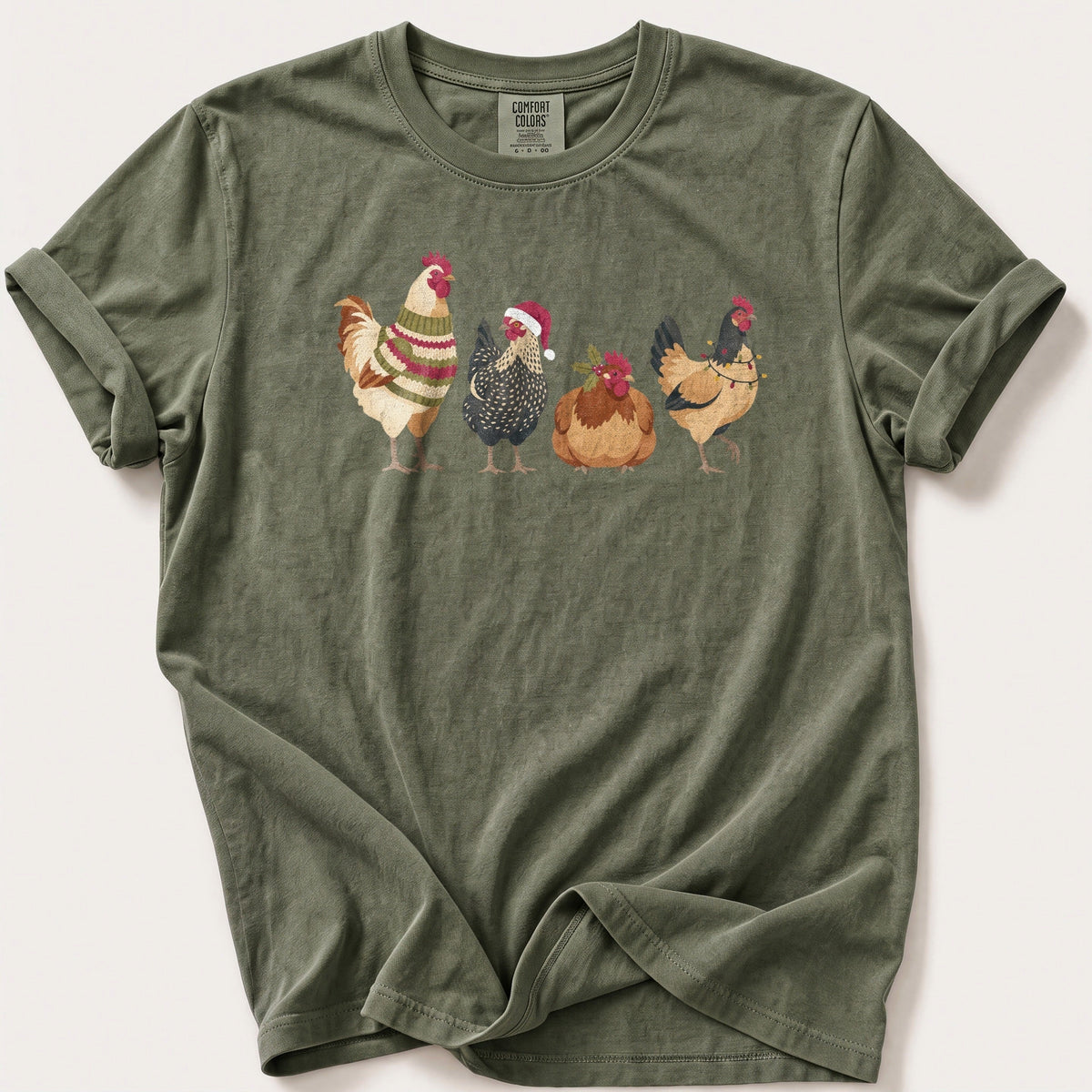 Festive Hen Line Up — Moss Comfort Colors tee