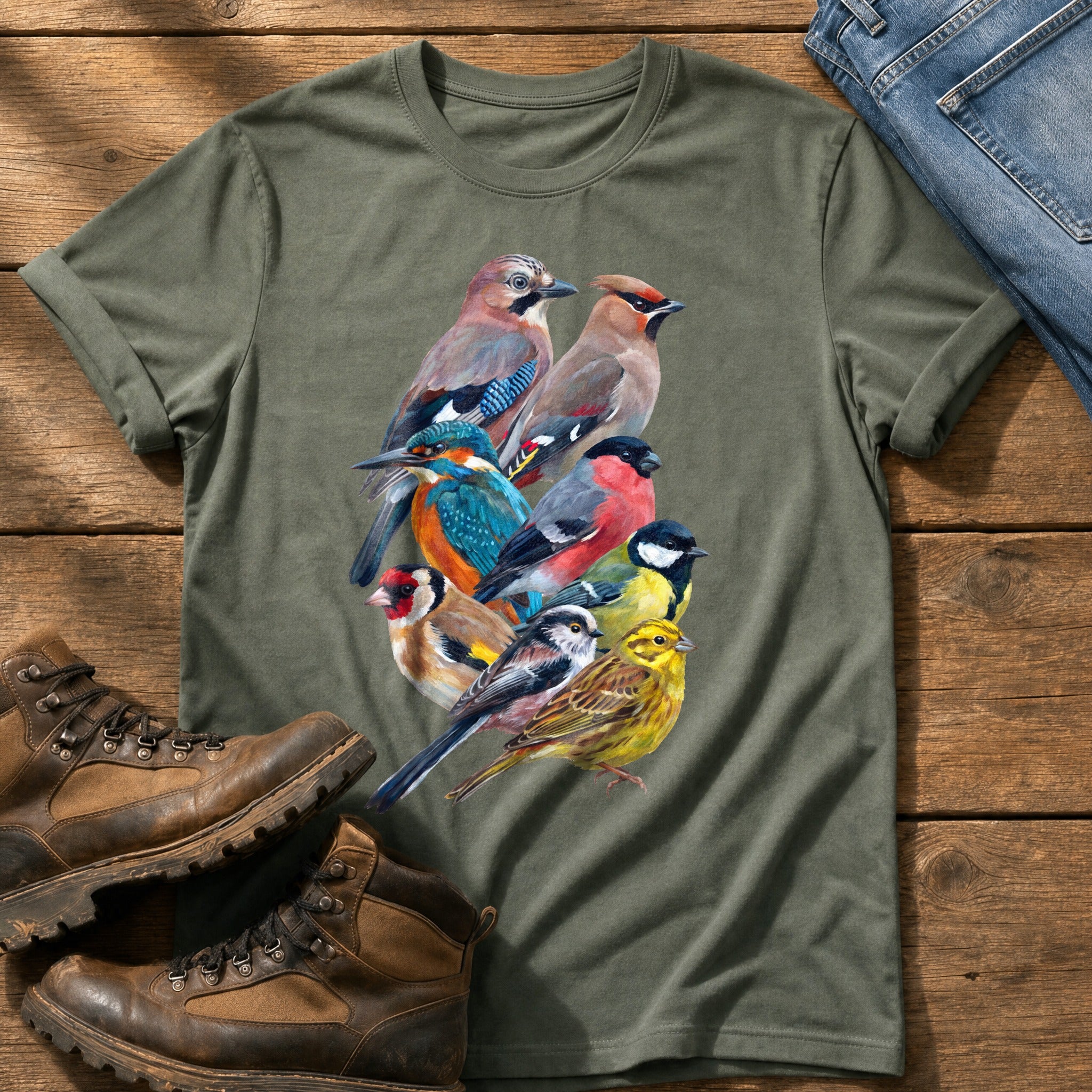 Garden Birds Of Britain — Moss Comfort Colors tee