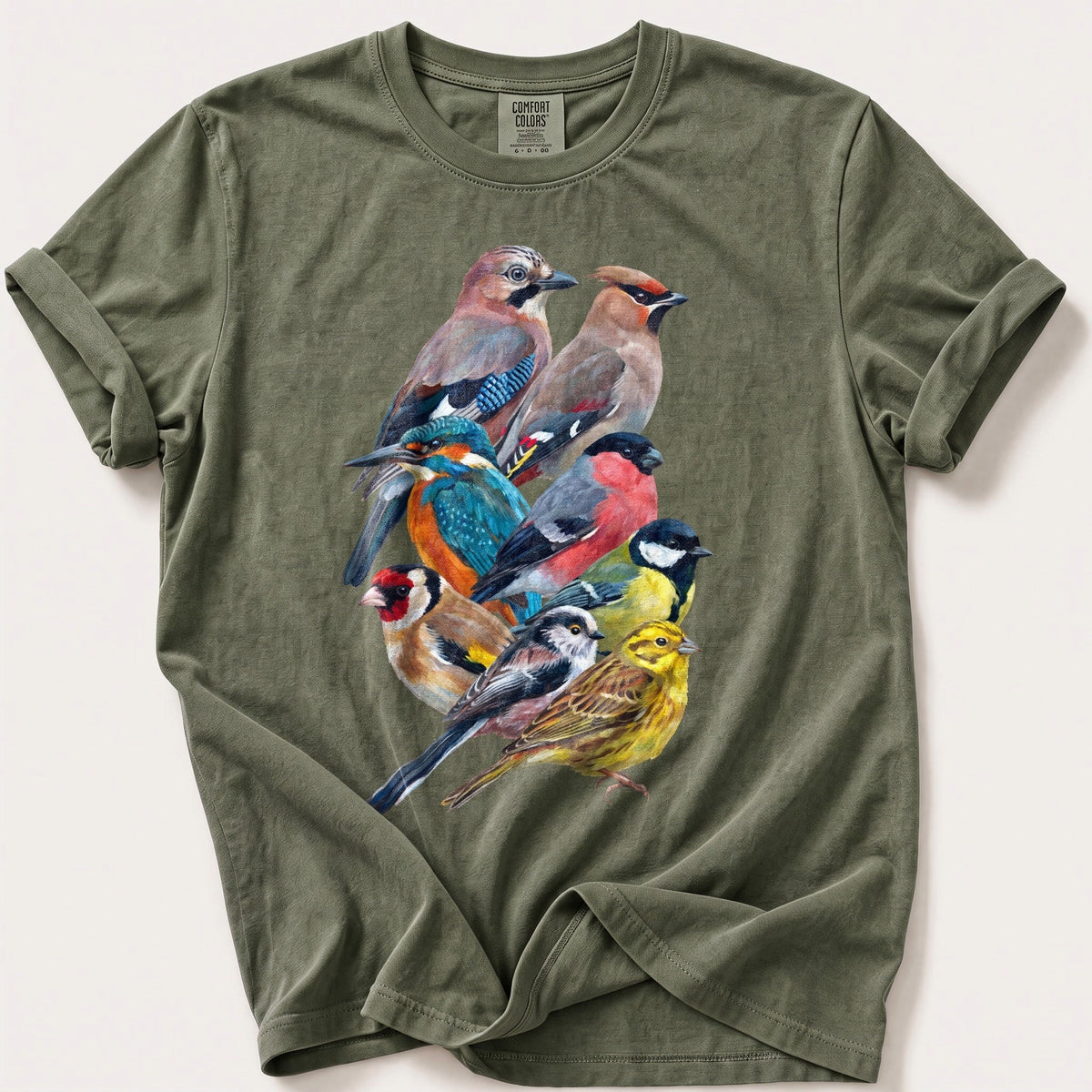 Garden Birds Of Britain — Moss Comfort Colors tee