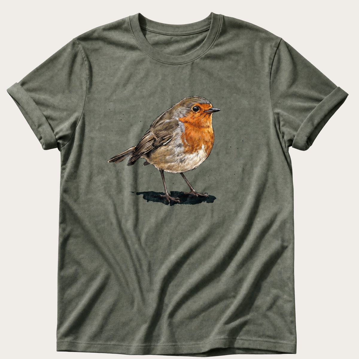 Garden Robin — Moss Comfort Colors tee