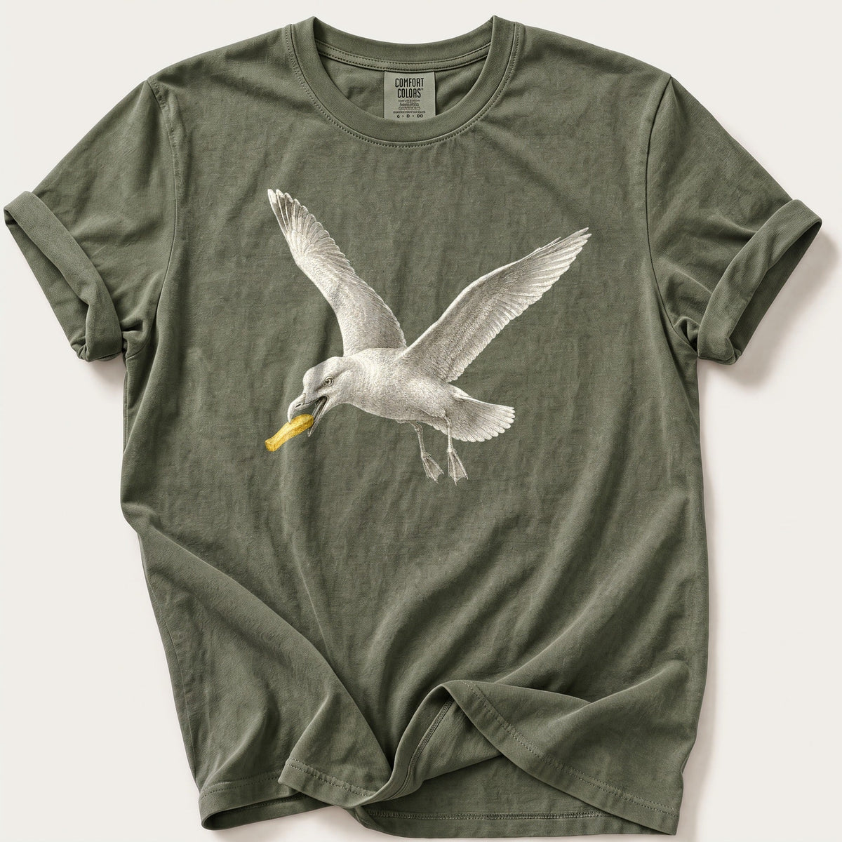 Gull With A Chip — Moss Comfort Colors tee