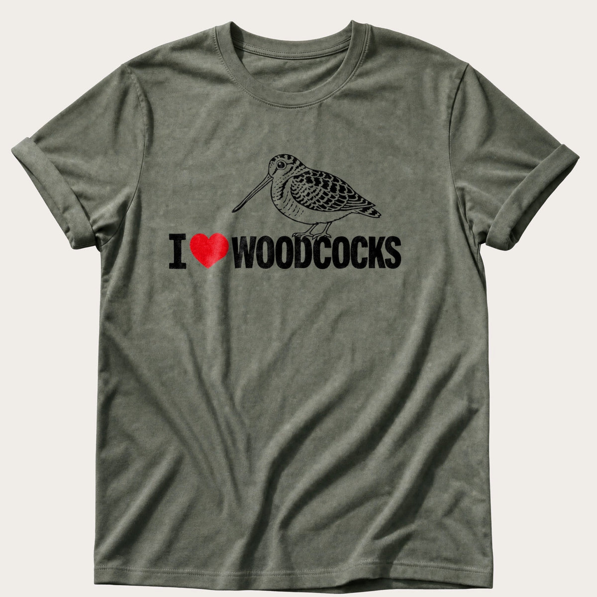I Heart Woodcocks — Moss Comfort Colors tee