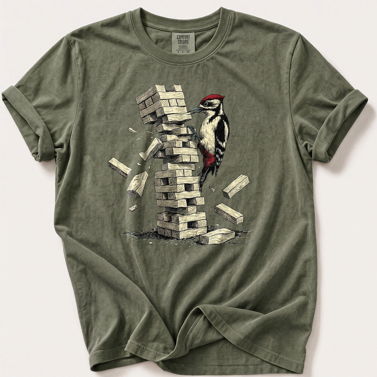 Jenga Champion — Moss Comfort Colors tee