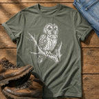 Mono Owl Print — Moss Comfort Colors tee