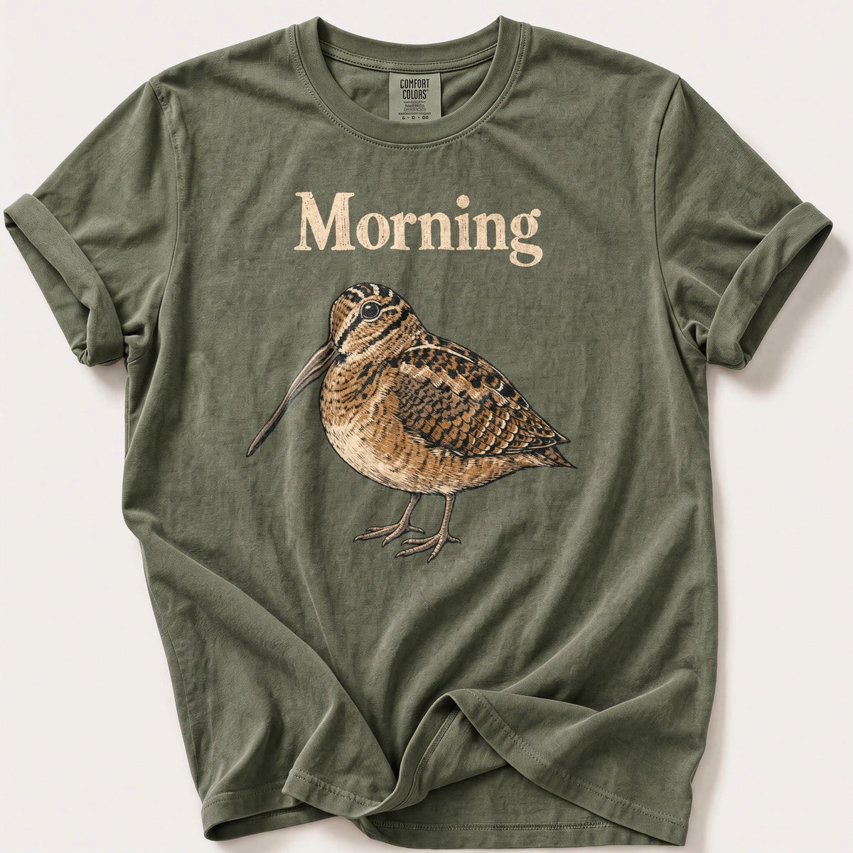 Morning Woodcock — Moss Comfort Colors tee