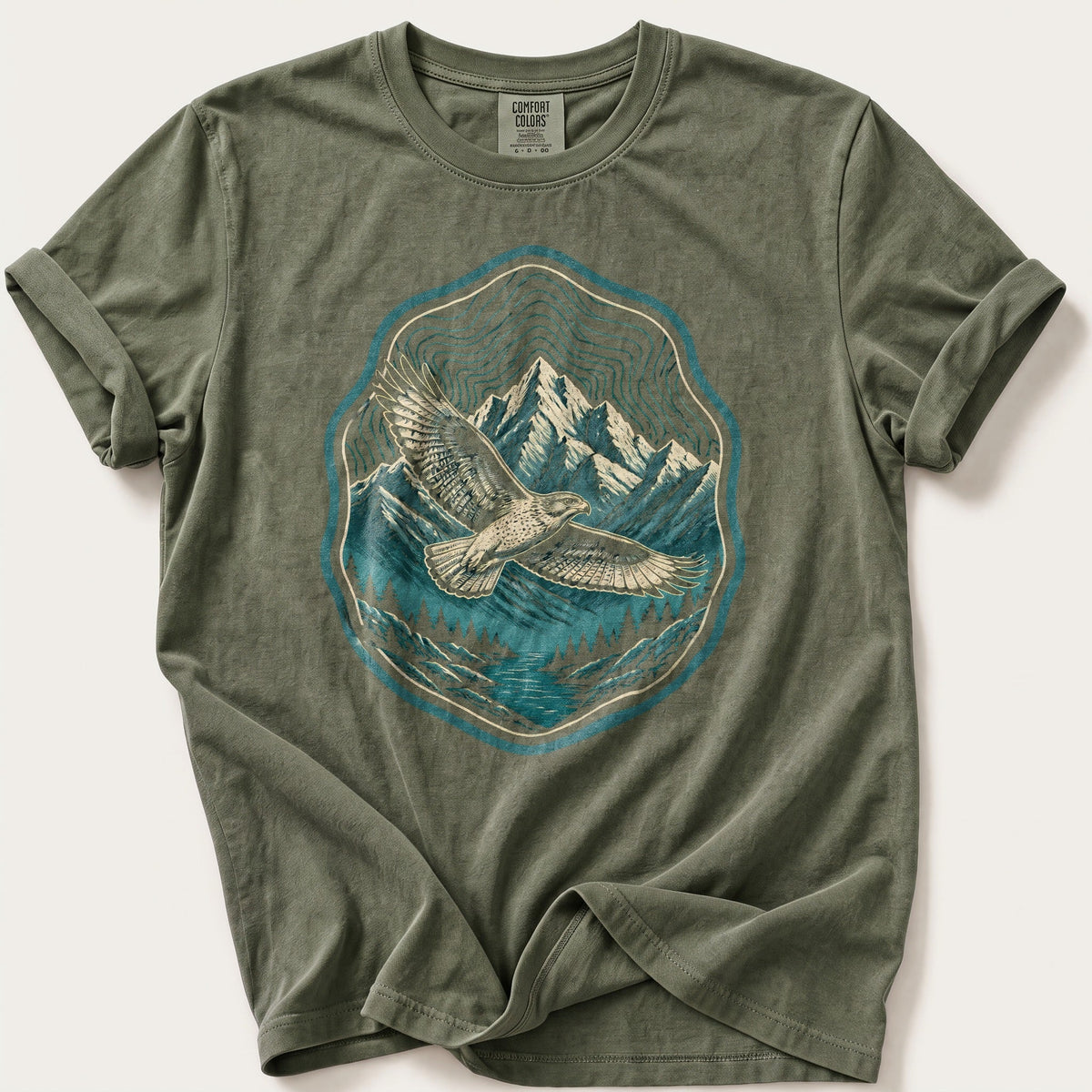 Mountain Hawk — Moss Comfort Colors tee