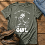 Night Rider Owl — Moss Comfort Colors tee