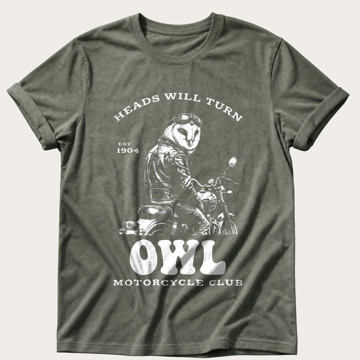 Night Rider Owl — Moss Comfort Colors tee