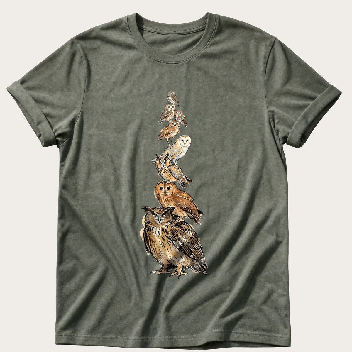 Owl Stack — Moss Comfort Colors tee