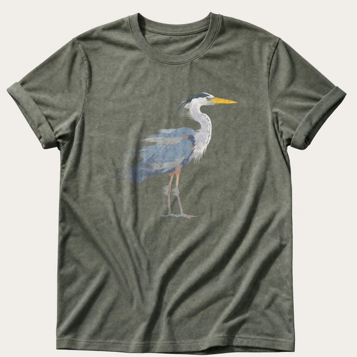 Painted Heron — Moss Comfort Colors tee