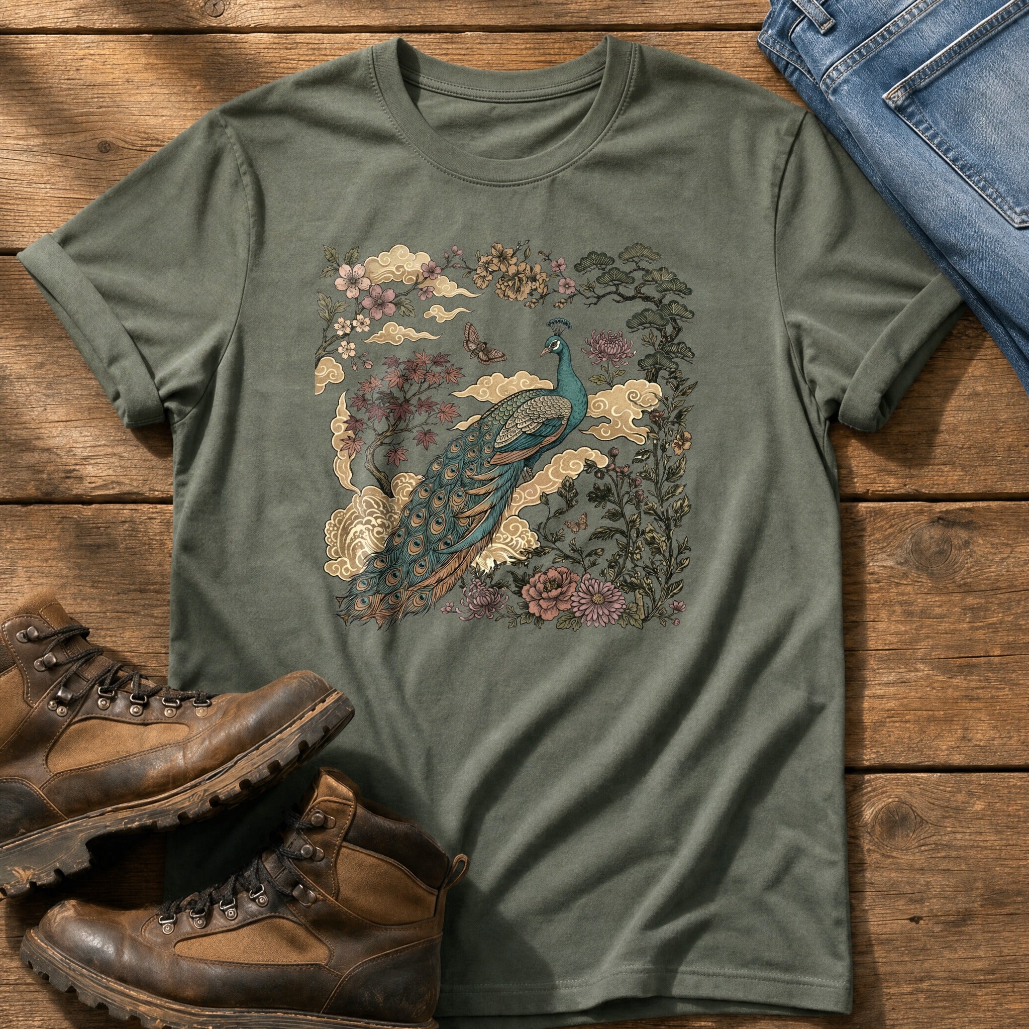 Peacock Murul — Moss Comfort Colors tee