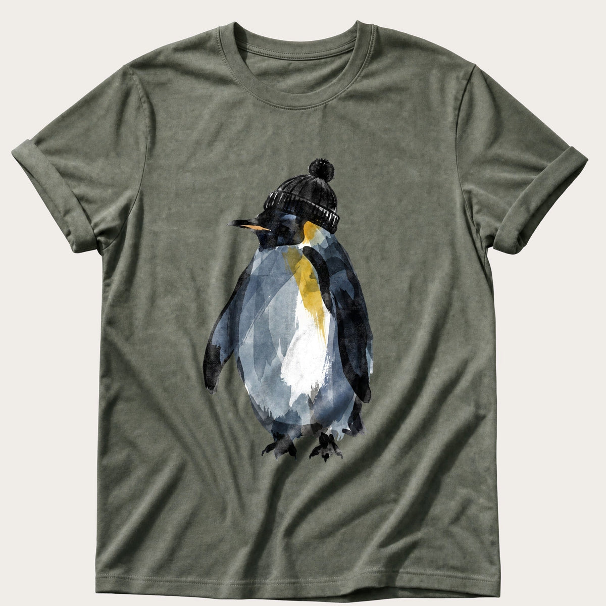 Penguin In A Bobble Hat — Moss Comfort Colors tee