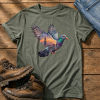 Pigeon Skyline — Moss Comfort Colors tee
