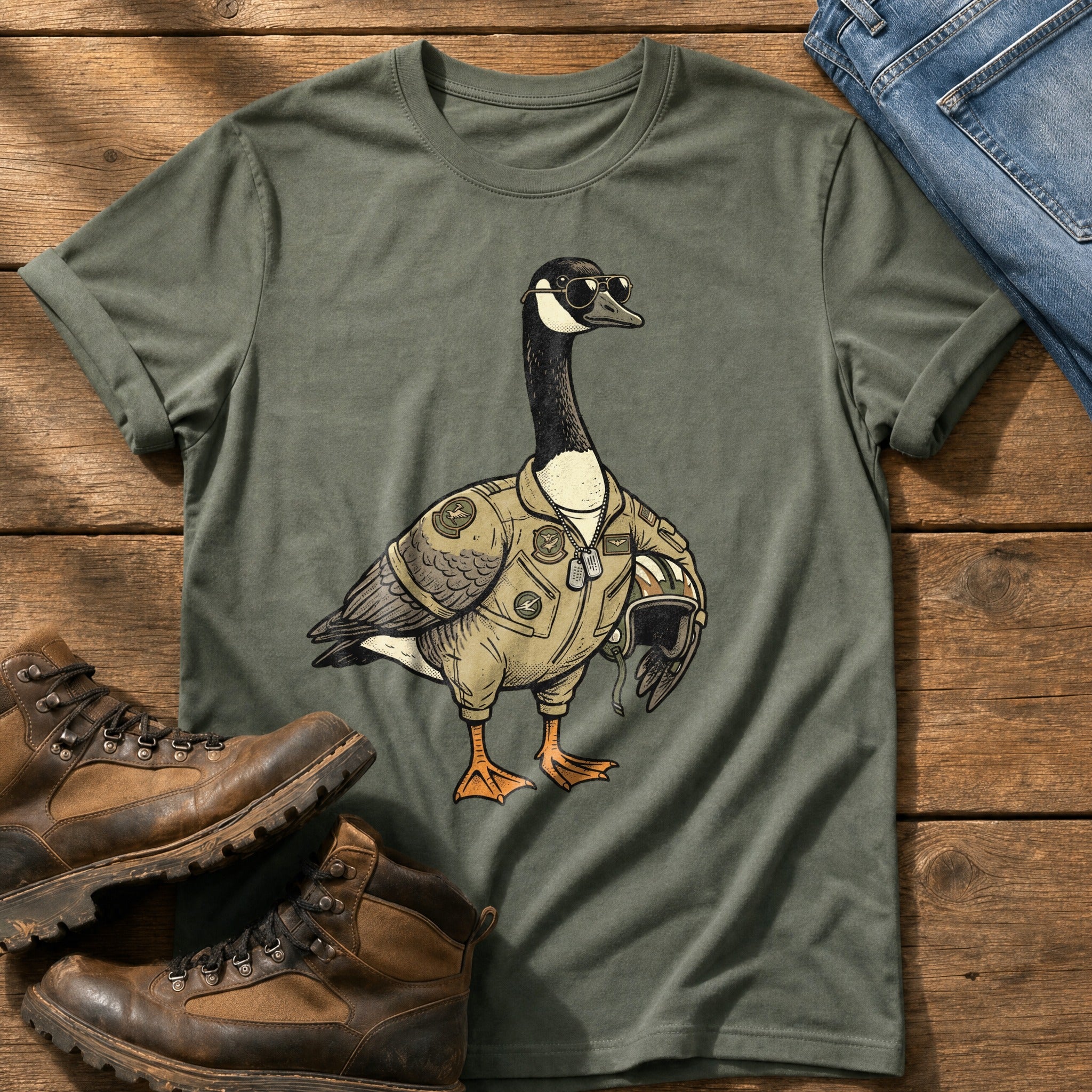 Pilot Goose — Moss Comfort Colors tee