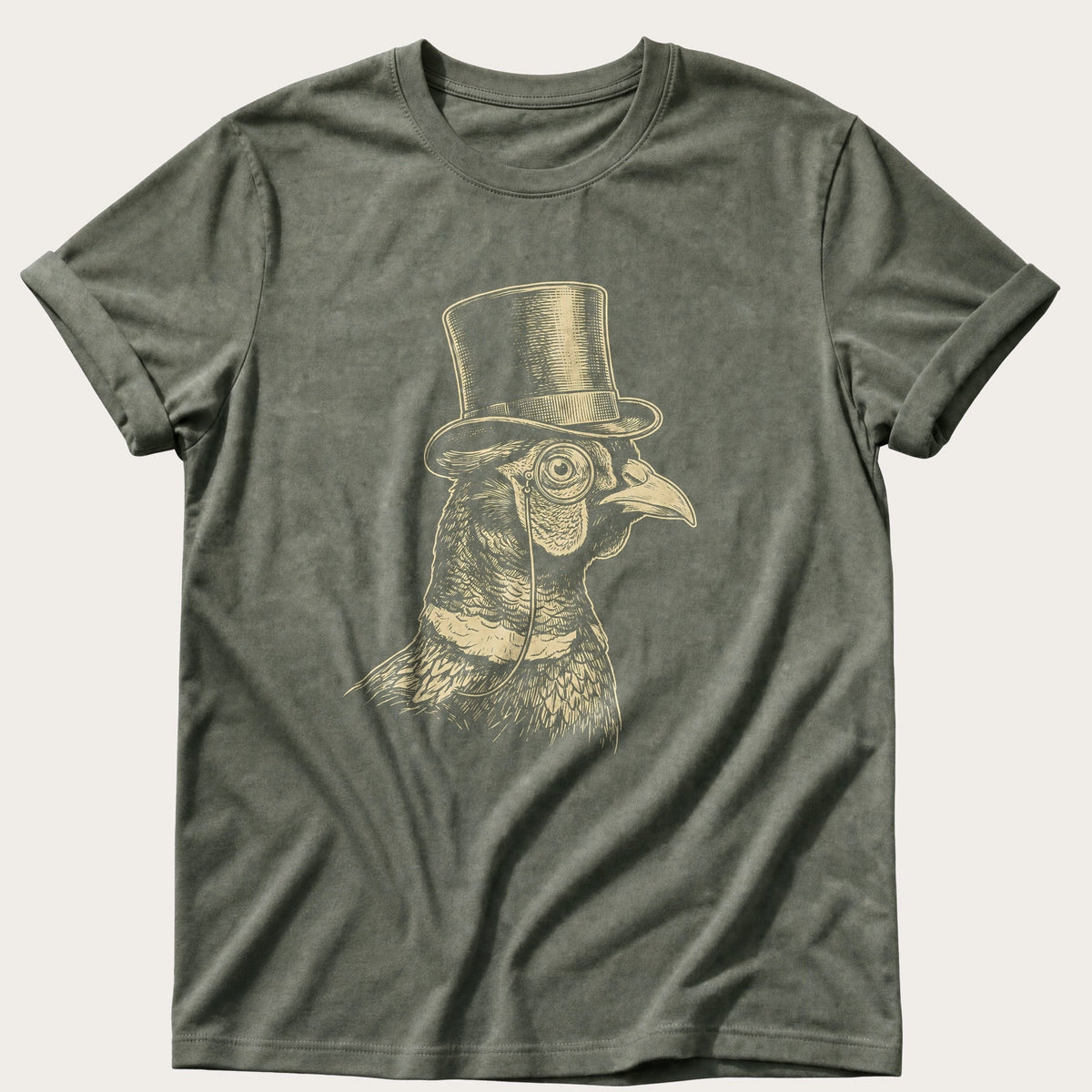 Posh Pheasant 8 — Moss Comfort Colors tee