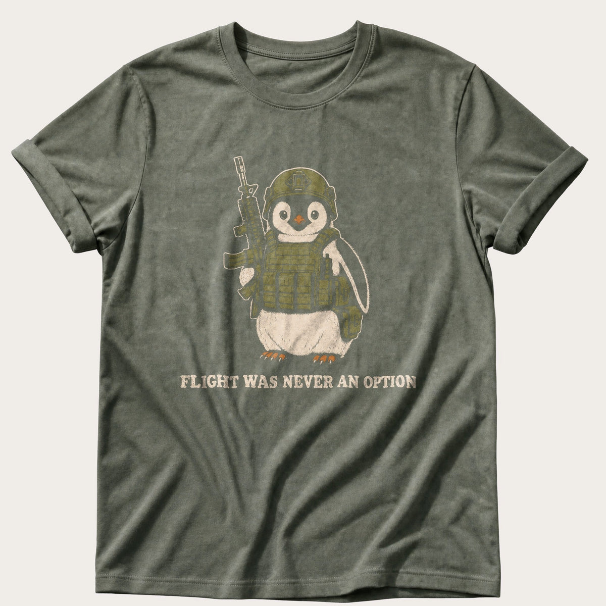 Rookie Penguin — Moss Comfort Colors tee