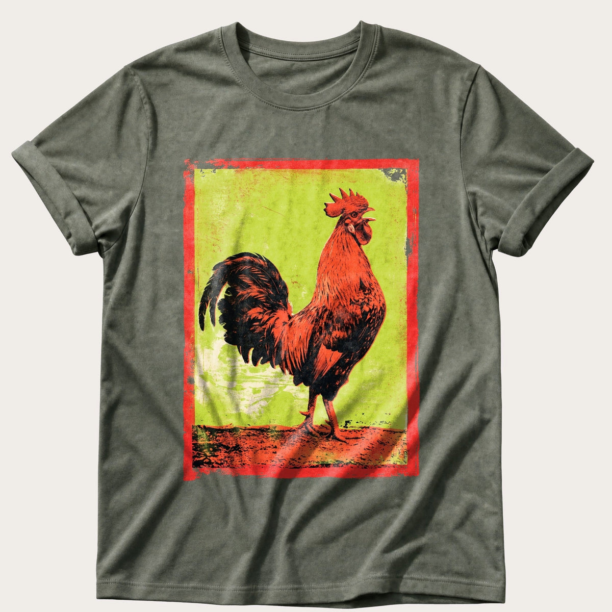 Rooster At Full Volume — Moss Comfort Colors tee