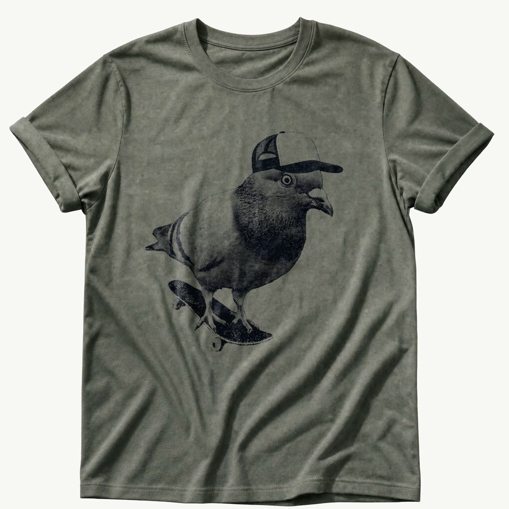 skater-pigeon — Moss Comfort Colors tee