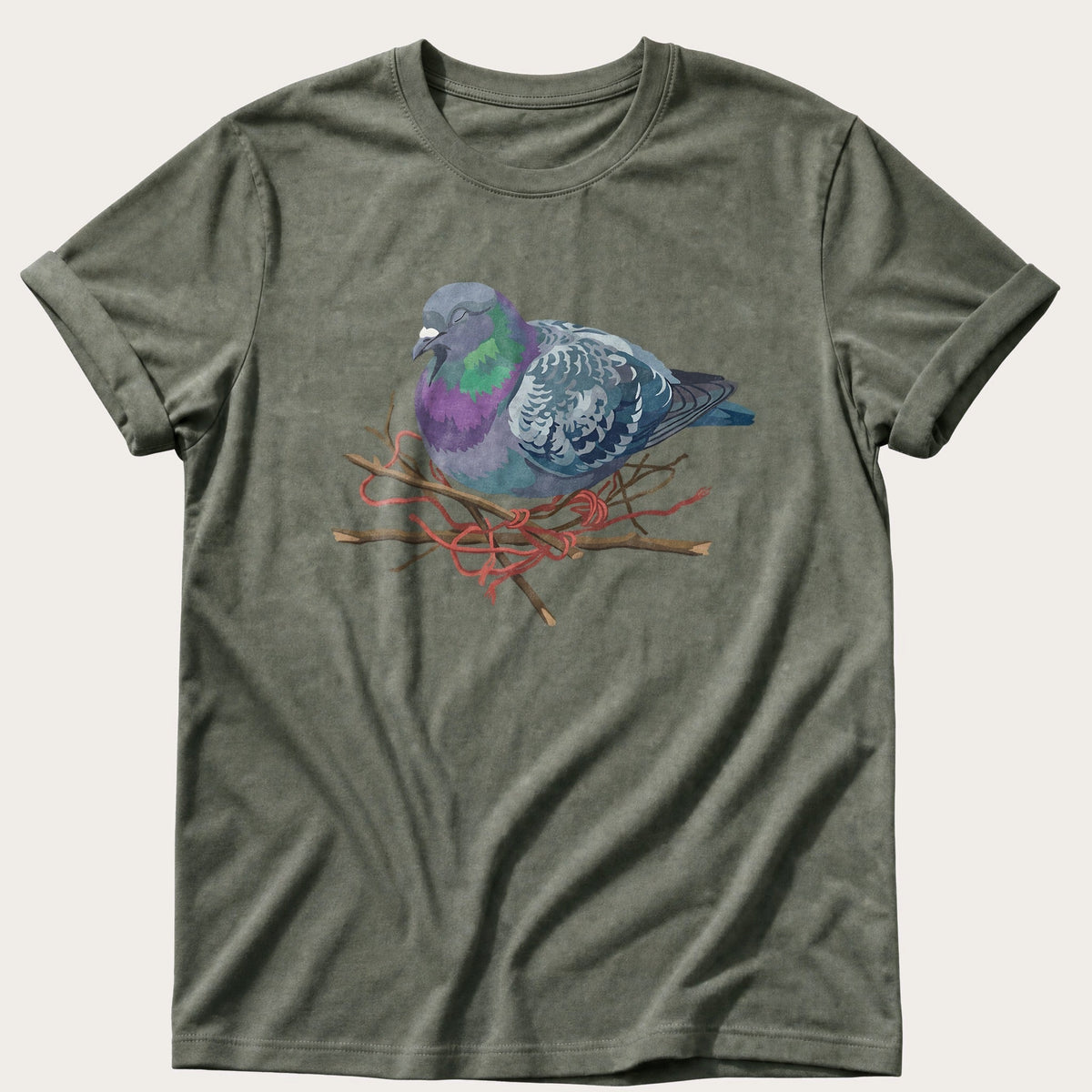 Sleeping Pigeon — Moss Comfort Colors tee