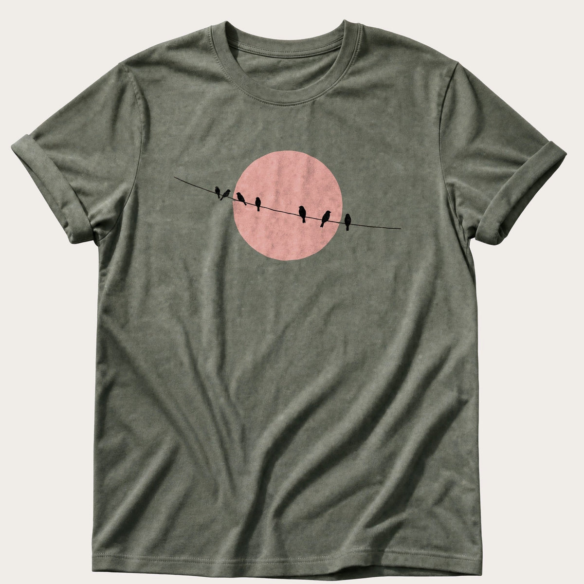 Starlings On The Wire — Moss Comfort Colors tee
