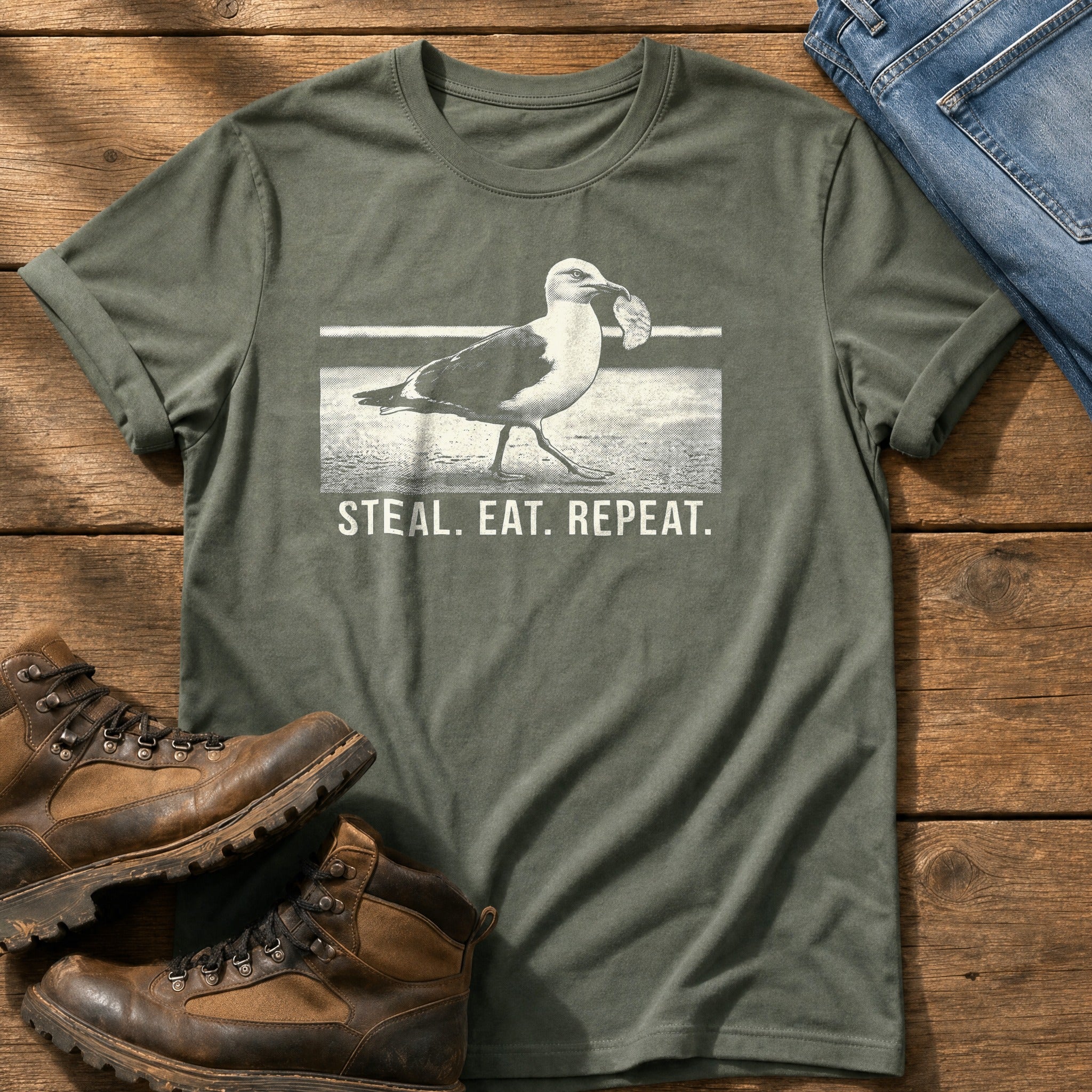 Steal Eat Repeat — Moss Comfort Colors tee