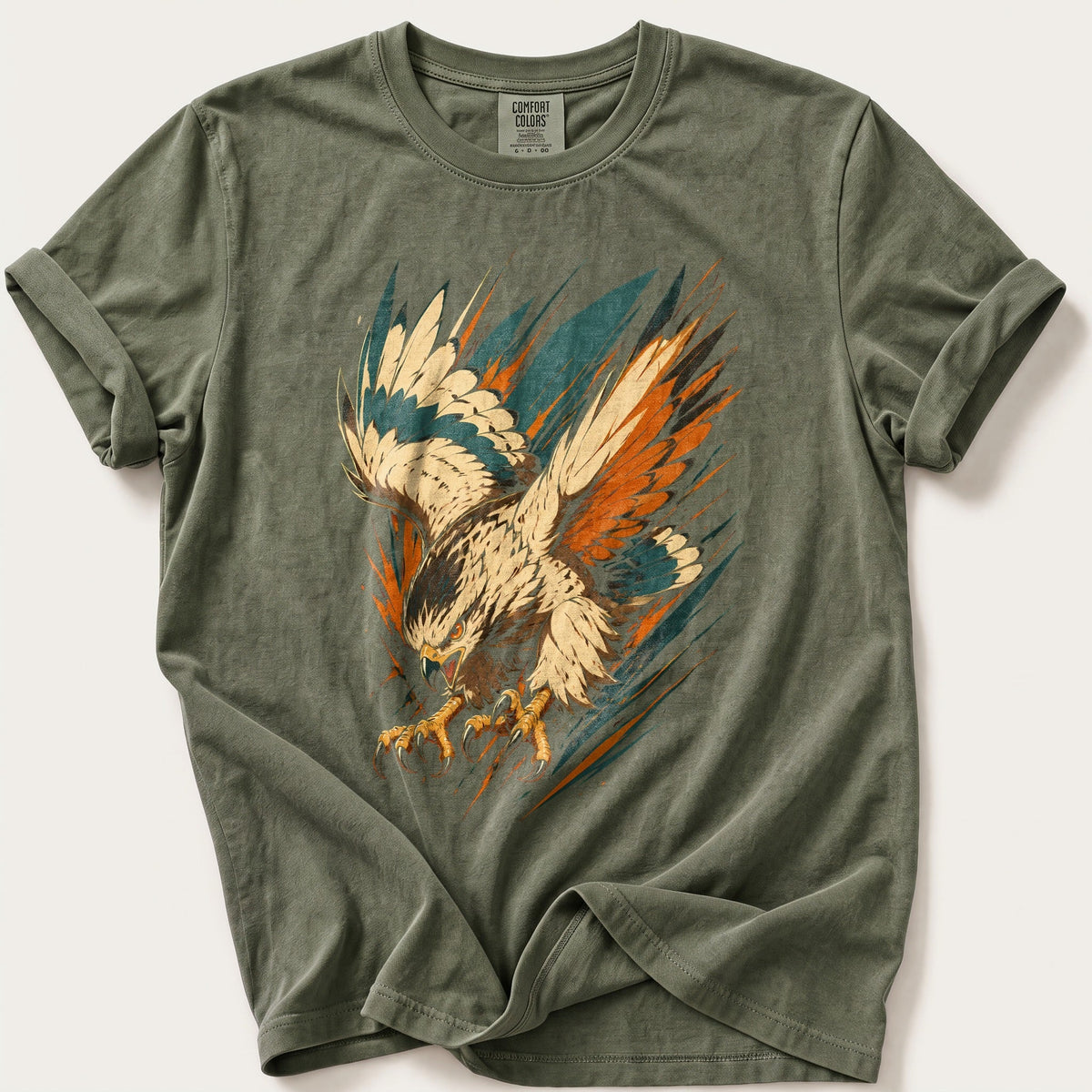 Striking Hawk — Moss Comfort Colors tee