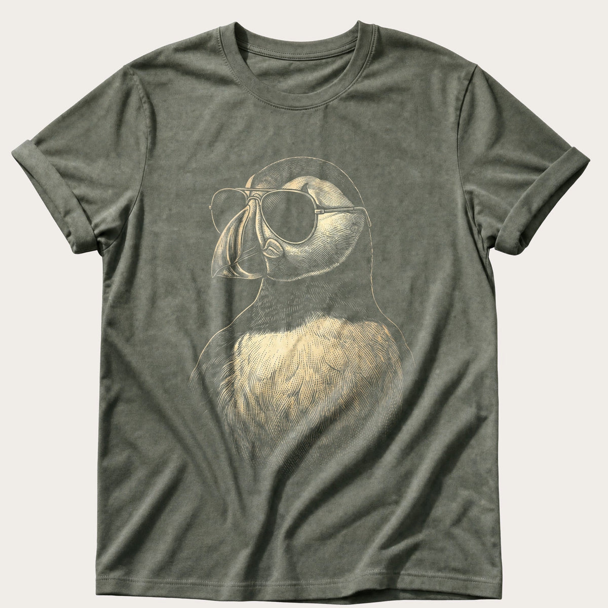 Sunglass Puffin 5 — Moss Comfort Colors tee