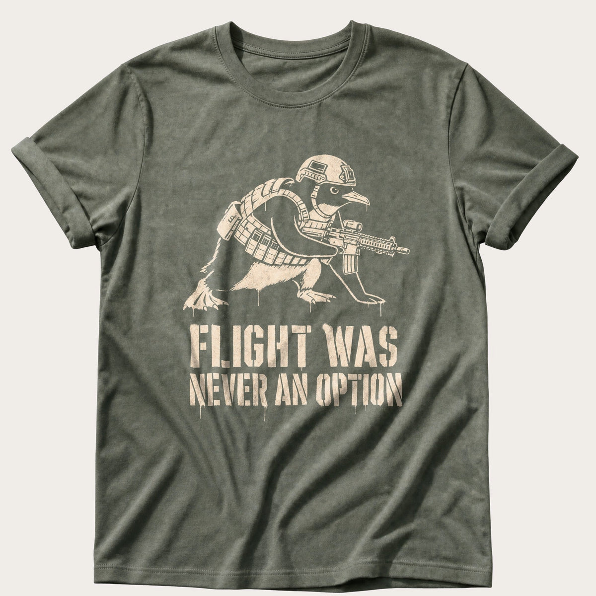 Tactical Penguin — Moss Comfort Colors tee