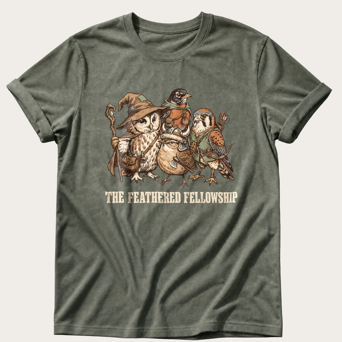 The Feathered Fellowship — Moss Comfort Colors tee