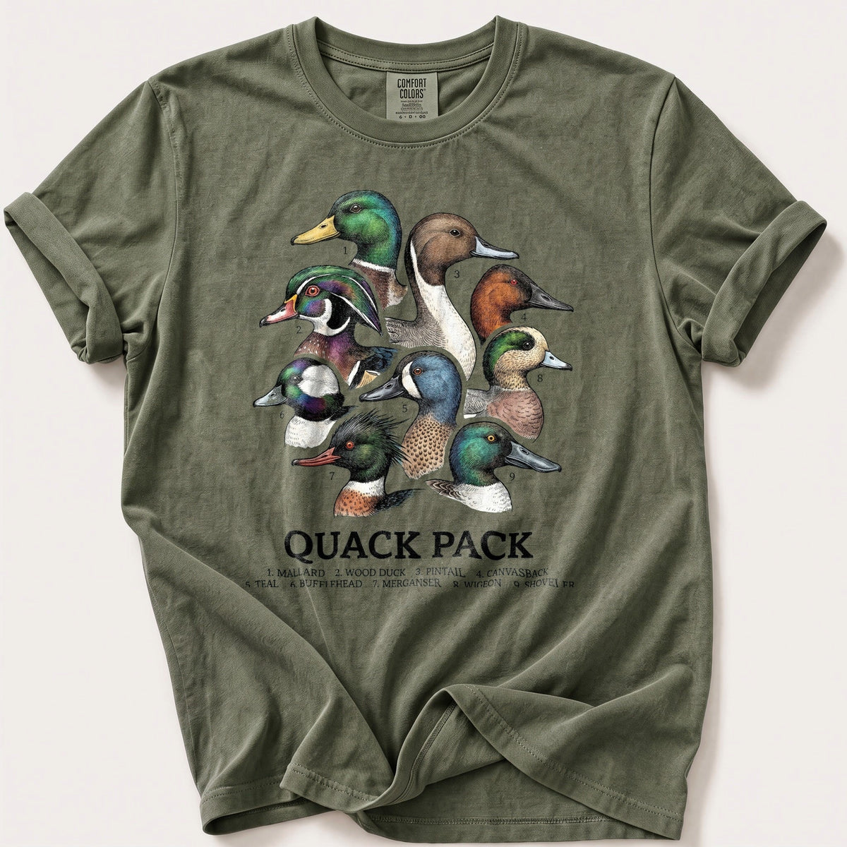 The Quack Pack — Moss Comfort Colors tee