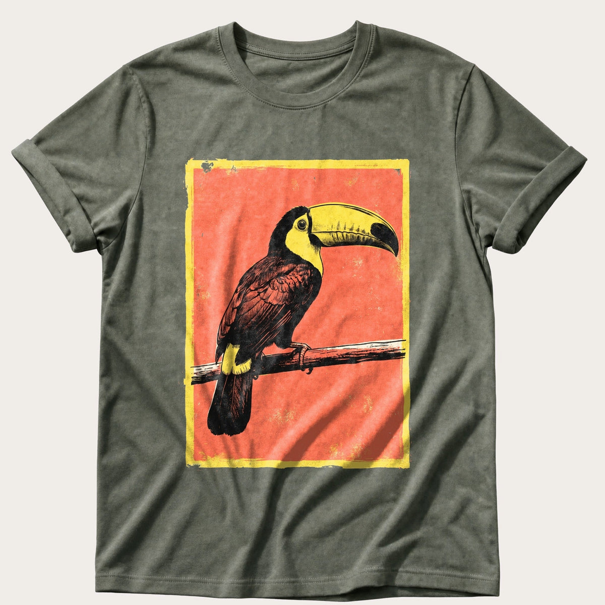 Toucan On A Branch — Moss Comfort Colors tee