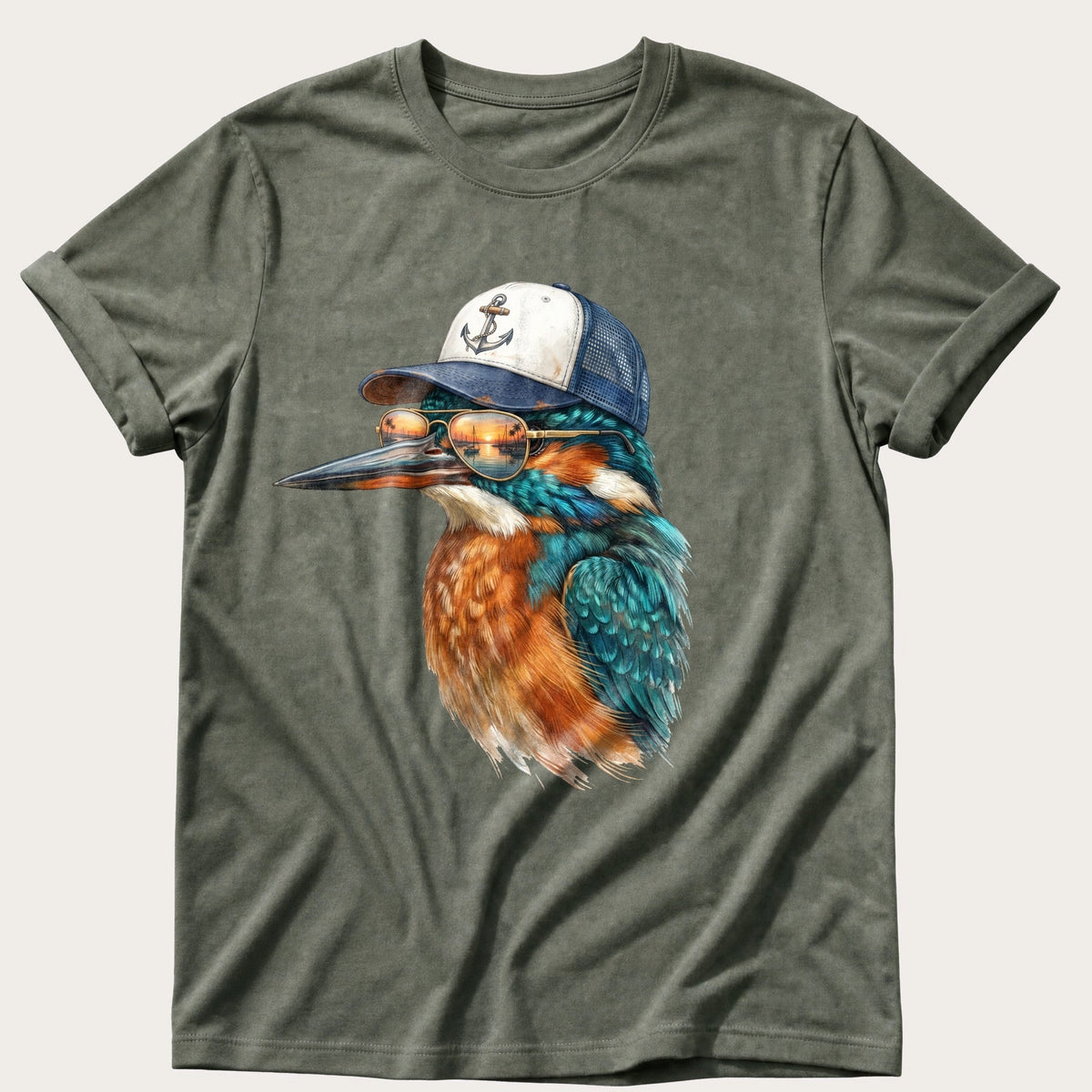 Trucker Fisher 3 — Moss Comfort Colors tee