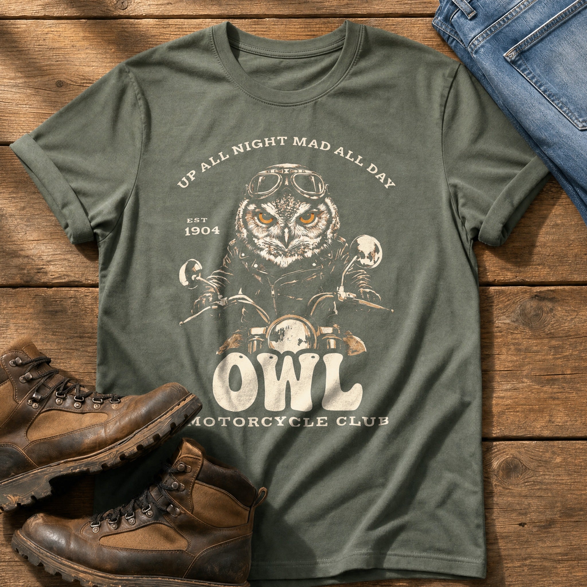 Up All Night Mad All Day — Moss Comfort Colors tee