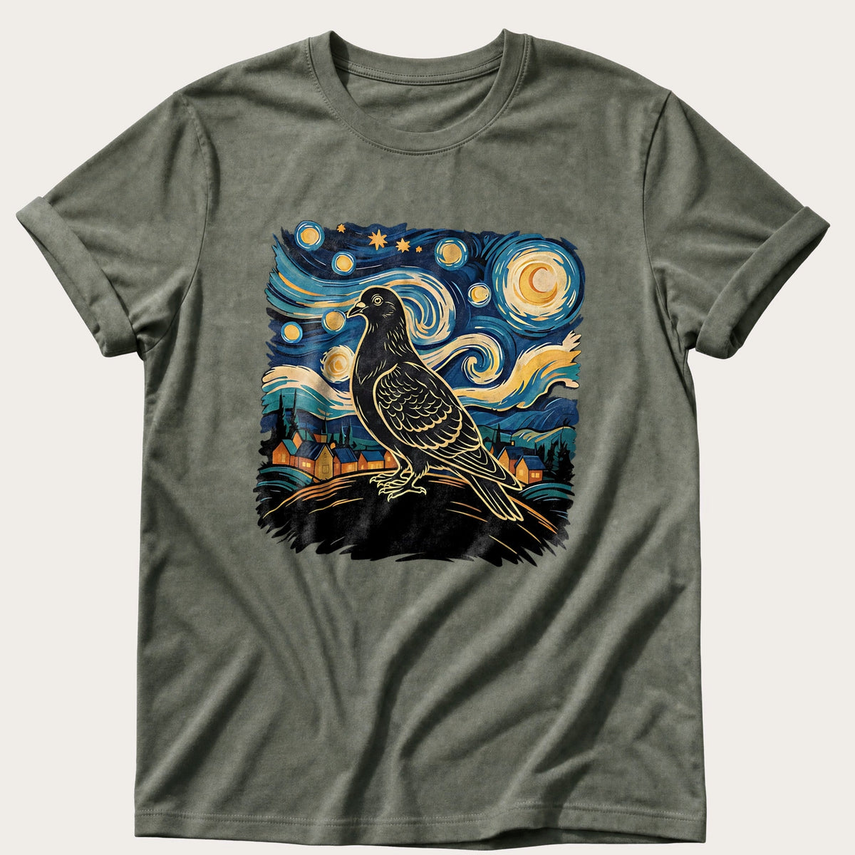 Van Gough Pigeon — Moss Comfort Colors tee